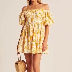 Abercrombie & Fitch Yellow Floral Mini Dress